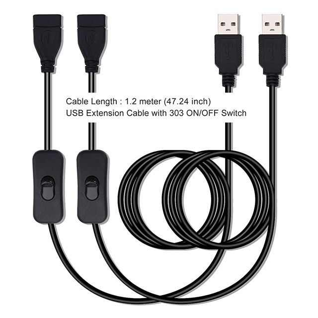 2m USB Charging Extension Cable with 303 on Off for LED