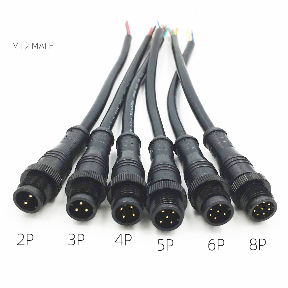 IP67 Rated M12 2-Pin Male/Female Circular Connector with Cable – Waterproof & Durable