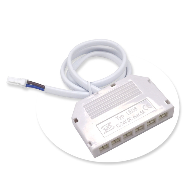 High power 5A 6 Way Junction Box for LED Lights Under Cabinets