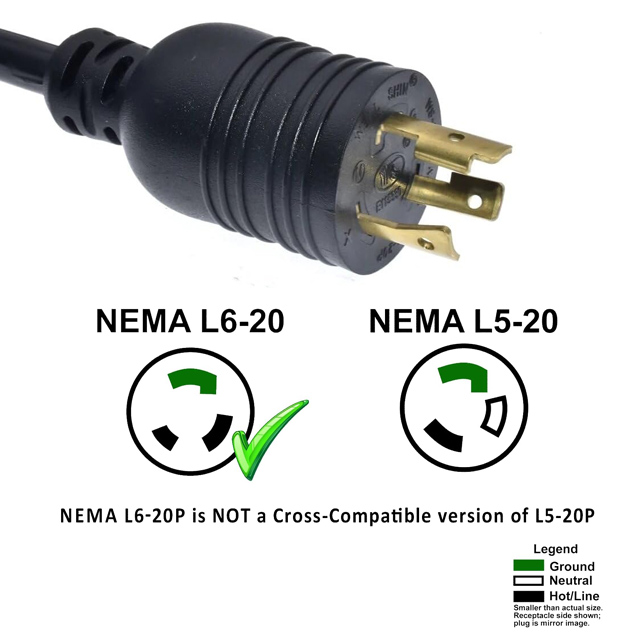 Heavy Duty Locking Power Cord L6-20P 20A 250V Power cord