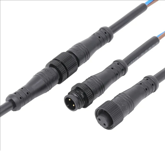 IP67 Rated M12 2-Pin Male/Female Circular Connector with Cable – Waterproof & Durable
