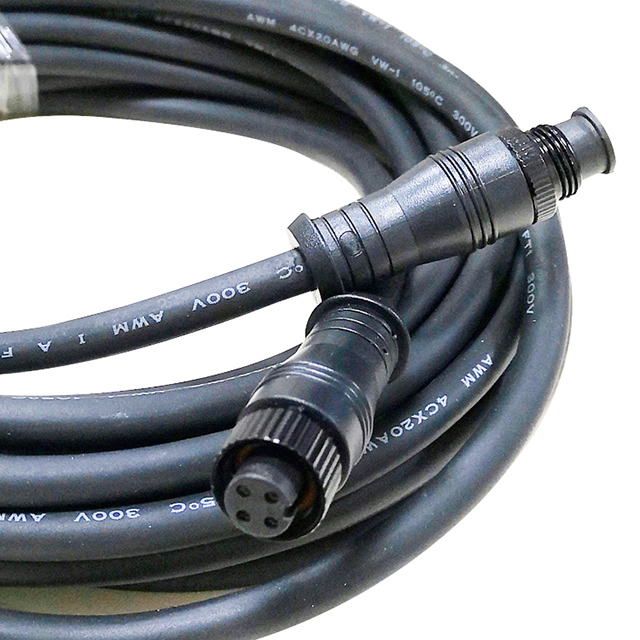 M12 Waterproof Extension Cable 4-Pin 18AWG IP67 - PVC/Rubber Wire for Car, Truck, Boat, Outdoor LED Strips