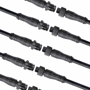 M12 4-Pin LED Connector Set - Male & Female Plug with 30cm 18AWG Cable, IP67 Waterproof for Outdoor LED Strips, Car, Truck, Boat Lighting