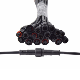 M12 4-Pin LED Connector Set - Male & Female Plug with 30cm 18AWG Cable, IP67 Waterproof for Outdoor LED Strips, Car, Truck, Boat Lighting
