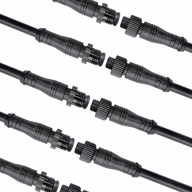 M12 4-Pin LED Connector Set - Male & Female Plug with 30cm 18AWG Cable, IP67 Waterproof for Outdoor LED Strips, Car, Truck, Boat Lighting