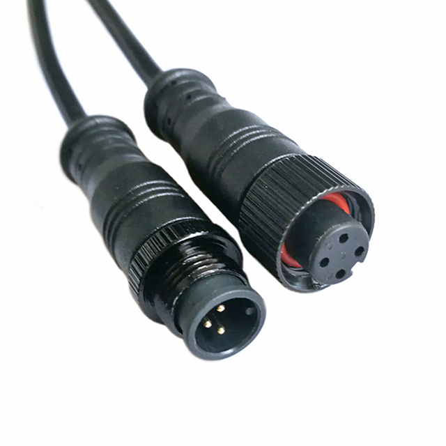 M12 4-Pin LED Connector Set - Male & Female Plug with 30cm 18AWG Cable, IP67 Waterproof for Outdoor LED Strips, Car, Truck, Boat Lighting