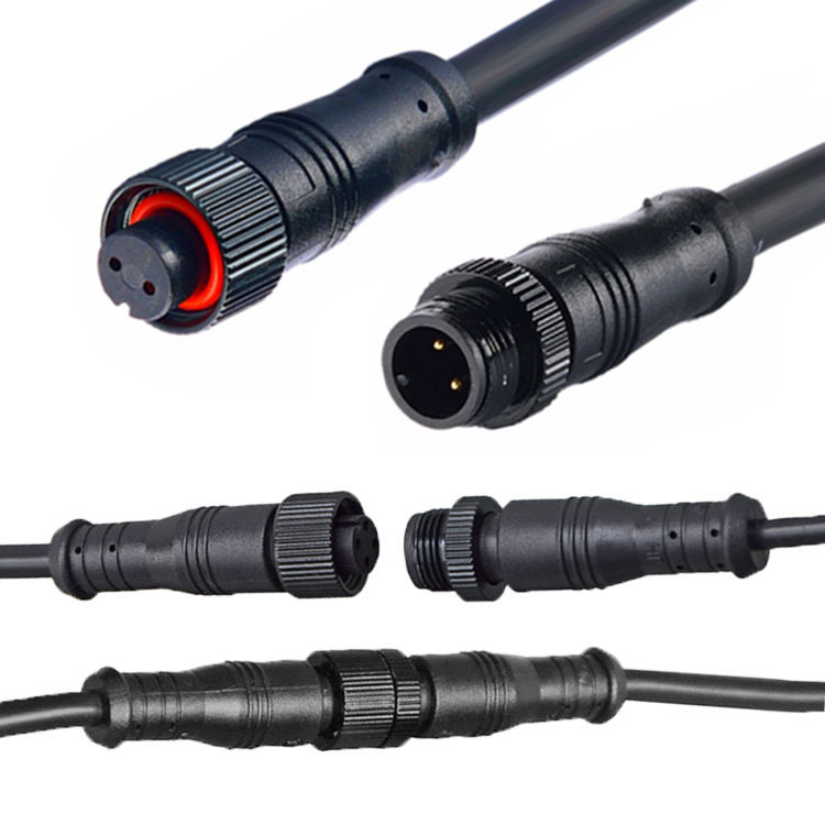 Waterproof M12 Cable 2-Pin Male To Female Extension Cord - Dustproof Connector for Outdoor LED Billboard, Parking Lot Lights, Factory Machines
