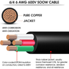 6/4 AWG SOOW Portable Power Cable - 600V 4 Conductor 20ft - for Welder, Generator, EV Charger, Industrial Use